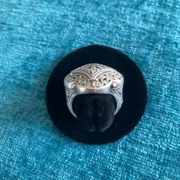 Ornate Sterling & 18k Filigree Ring - Picture 2 of 4